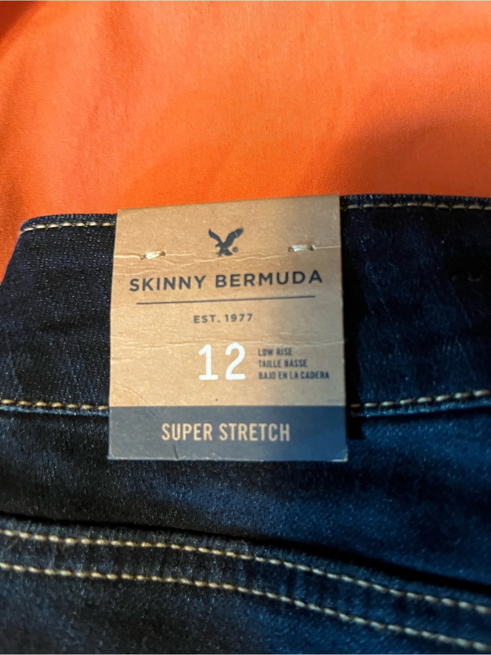 American Eagle Outfitters Indigo Dark Blue skinny Denim Bermuda Shorts - Picture 3 of 4